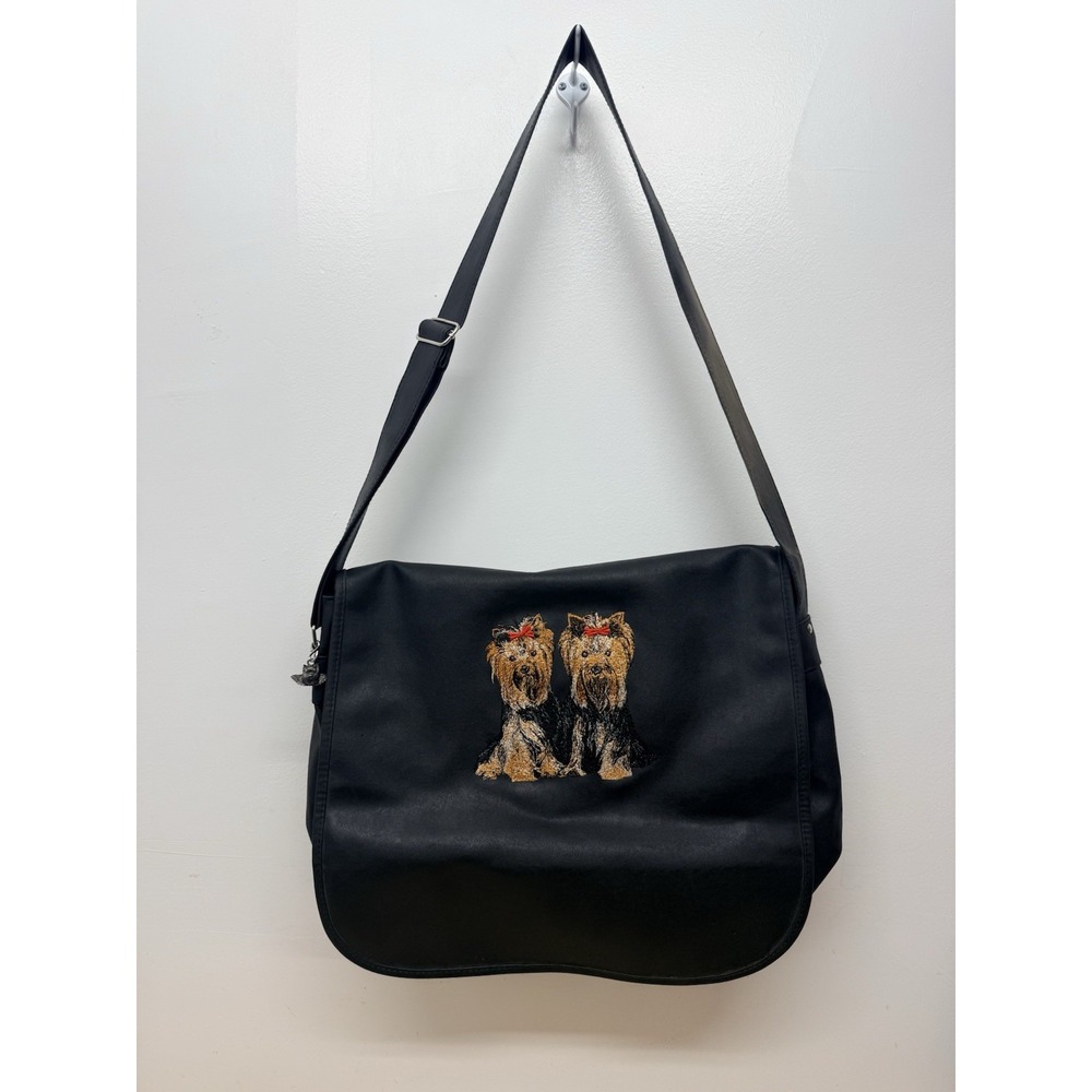 Yorkshire Terriers Dog Embroidered Messenger Book Bag #69